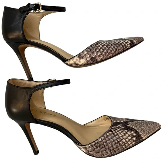 Coach Seline Snakeskin Print Leather Ankle Strap Pumps Size 7B - Picture 4 of 9